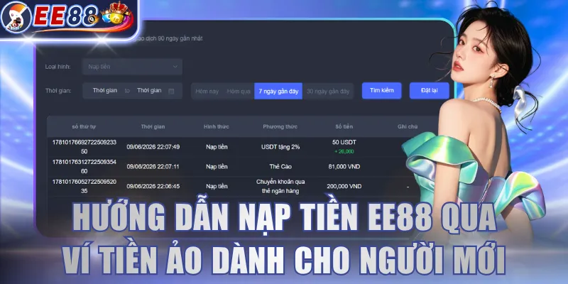 Hướng dẫn nạp tiền EE88 qua ví tiền ảo dành cho người mới